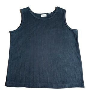 Cabin Creek Women Ribbed Knit Tank Top Black Sleeveless Scoop Neck L